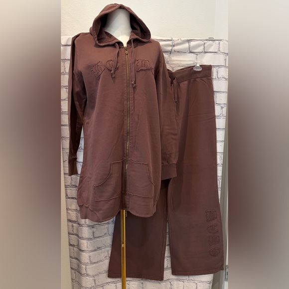 BCBG Maxazria:XL Women Brown Hoodie and Sweatpants Set 100% Cotton - Picture 12 of 13
